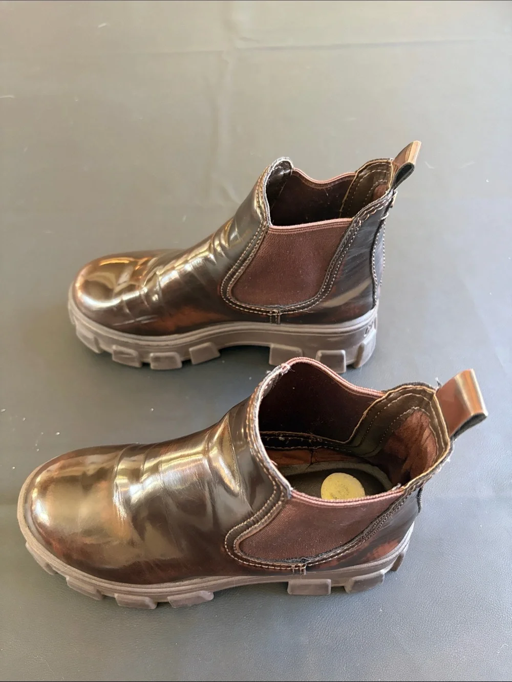Circus Sam Edelman Darielle Brown Patent Chelsea Boots 5